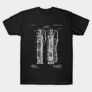 Golf Bag Patent - Caddy Art - Black Chalkboard T-Shirt